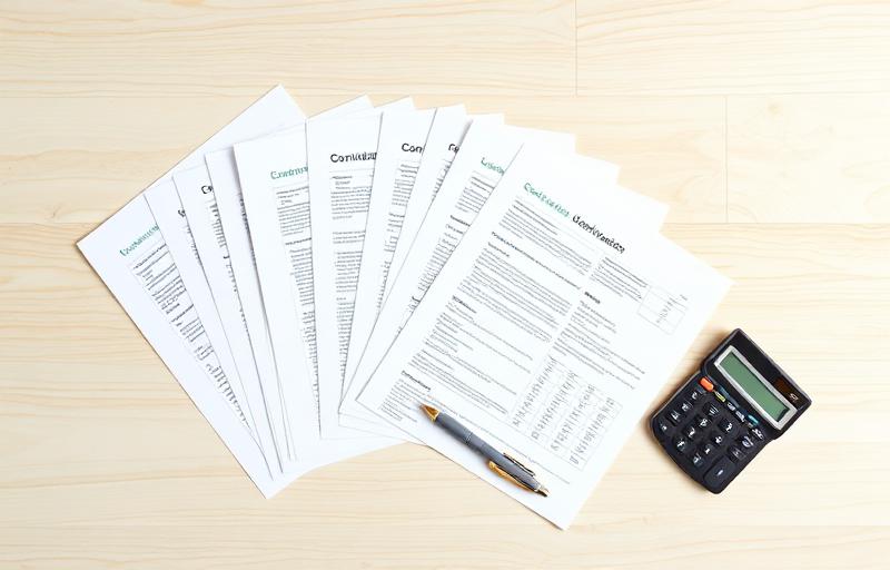 Refinansiere flere lån – lånedokumenter og kalkulator på skandinavisk skrivebord